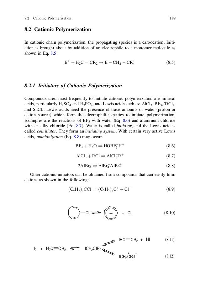 Chapter 8 Ionic Chain Polymerization - 