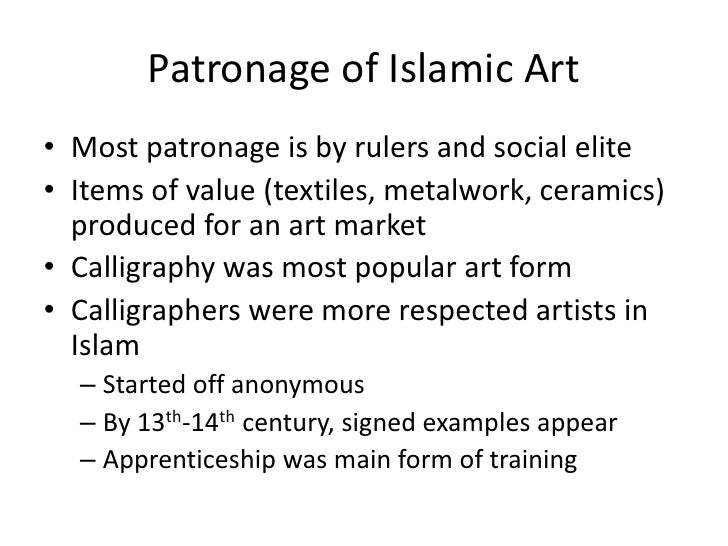 chapter 8 islamic art what is the chief form of islamic art