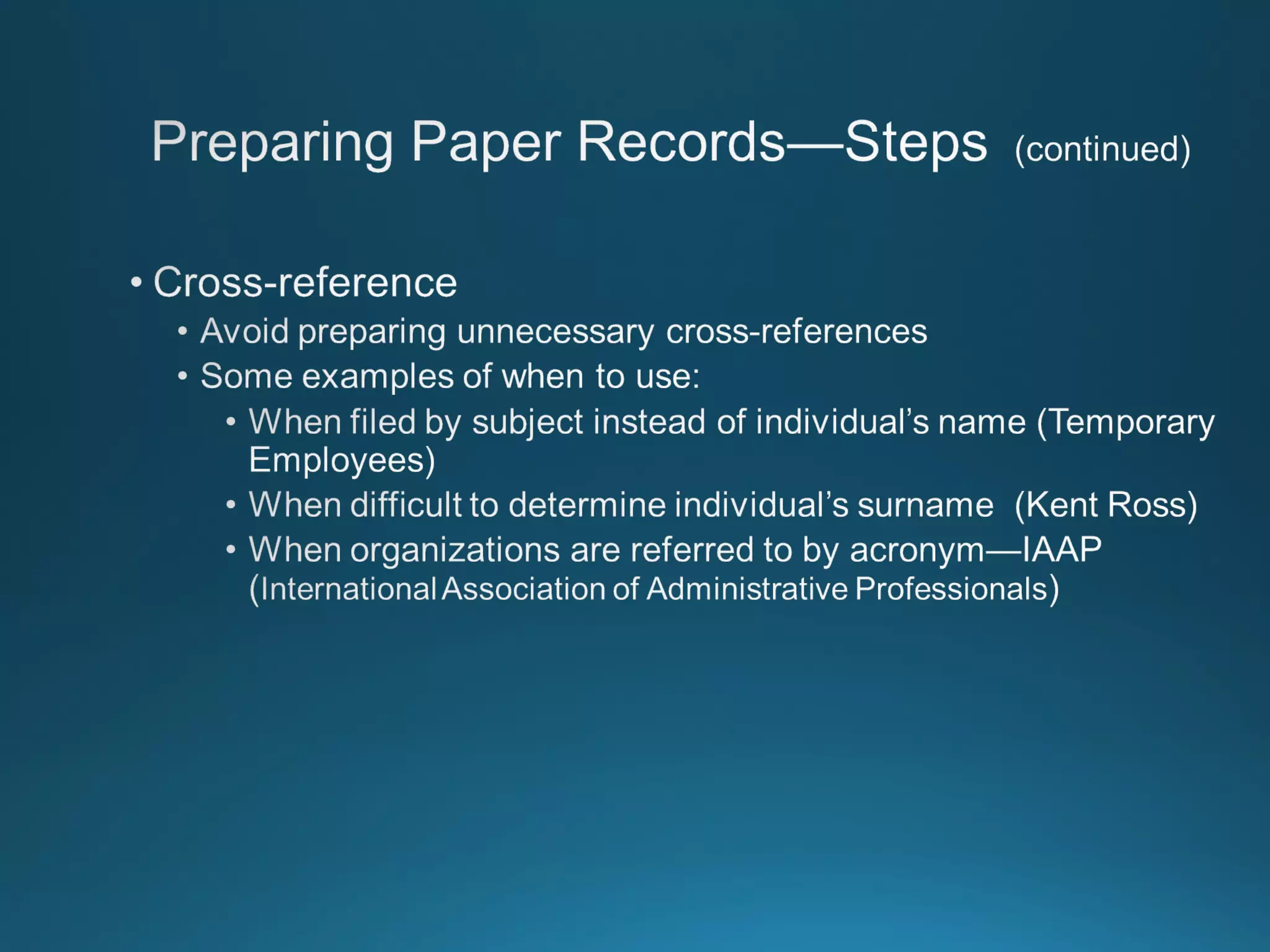 Chapter 8: Records Managment