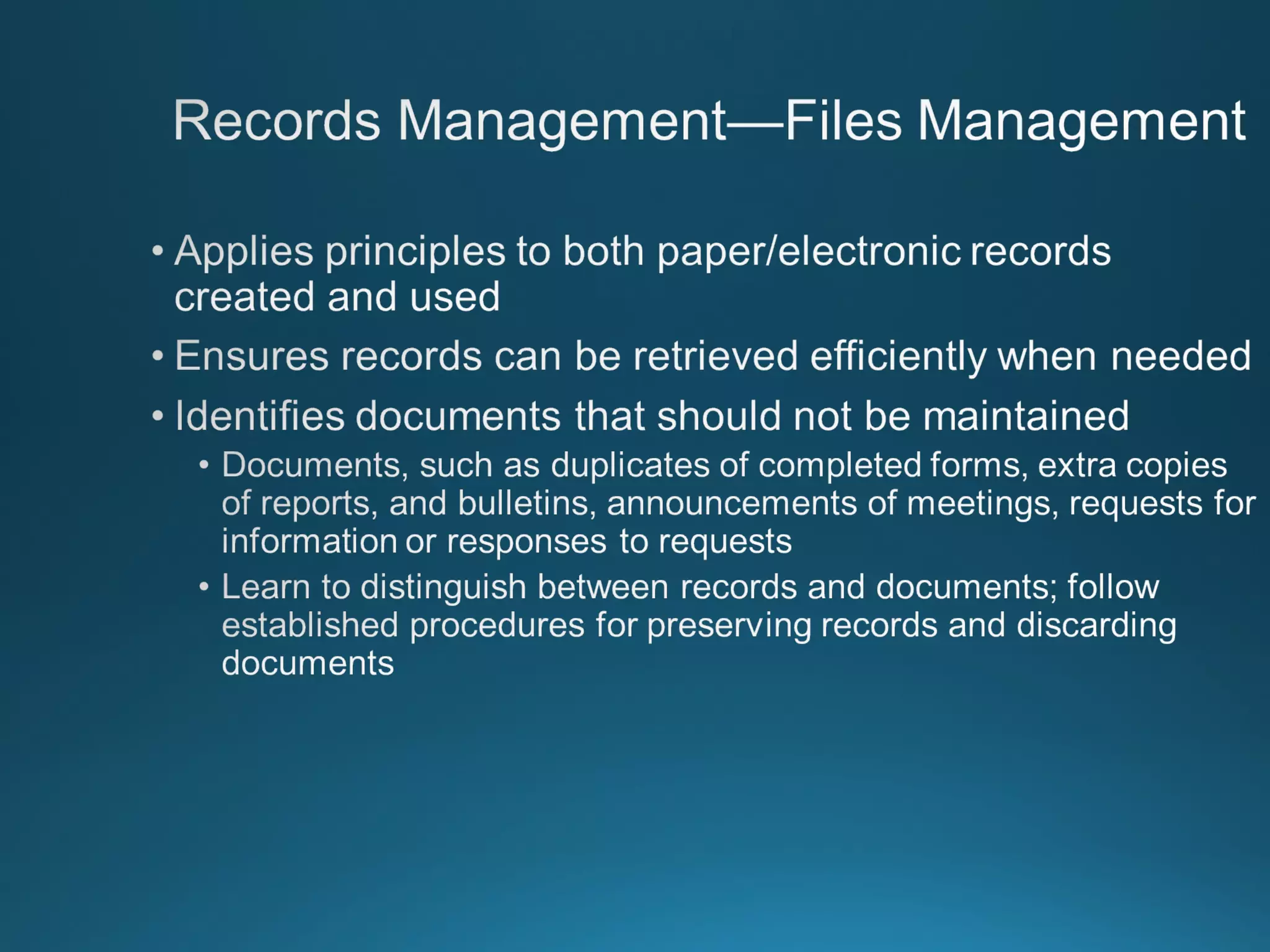 Chapter 8: Records Managment