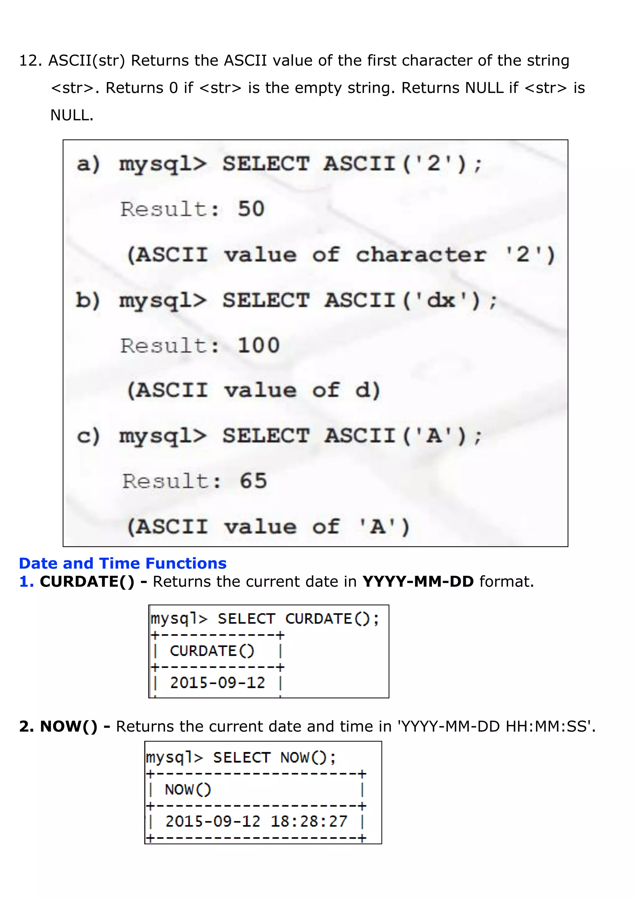 Chapter8 my sql revision tour | PDF