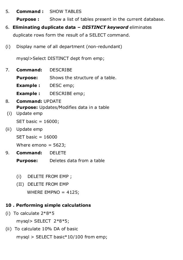 all sql commands with examples pdf