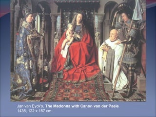 Jan van Eyck's,  The Madonna with Canon van der Paele 1436, 122 x 157 cm  