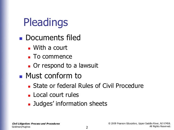 chapter 8 pleadings civ lit 2nd what is a pleading