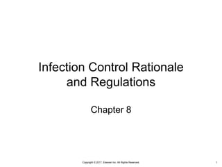 Copyright © 2017, Elsevier Inc. All Rights Reserved.
Infection Control Rationale
and Regulations
Chapter 8
1
 