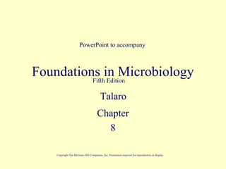 PowerPoint to accompany



Foundations in Microbiology
          Fifth Edition

                                        Talaro
                                     Chapter
                                       8

    Copyright The McGraw-Hill Companies, Inc. Permission required for reproduction or display.
 
