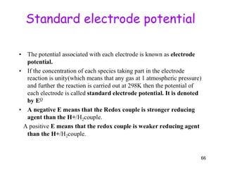 Standard electrode potential
66
 