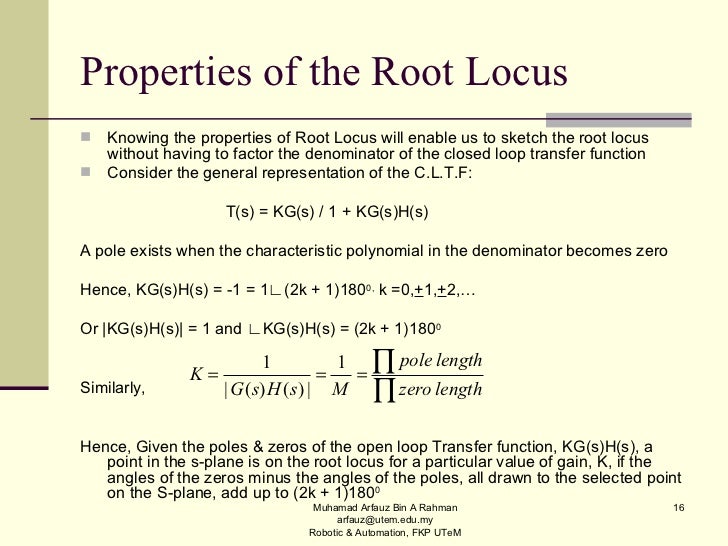 Chapter 8 Root Locus Techniques