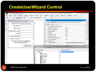 CreateUserWizard Control
ហោ សូ ហនឿនWeb Form Security28
 
