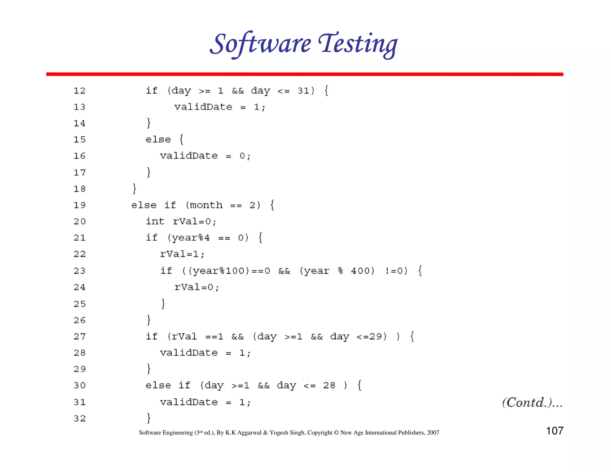 Software Testing

Software Engineering (3rd ed.), By K.K Aggarwal & Yogesh Singh, Copyright © New Age International Publishers, 2007

107

 