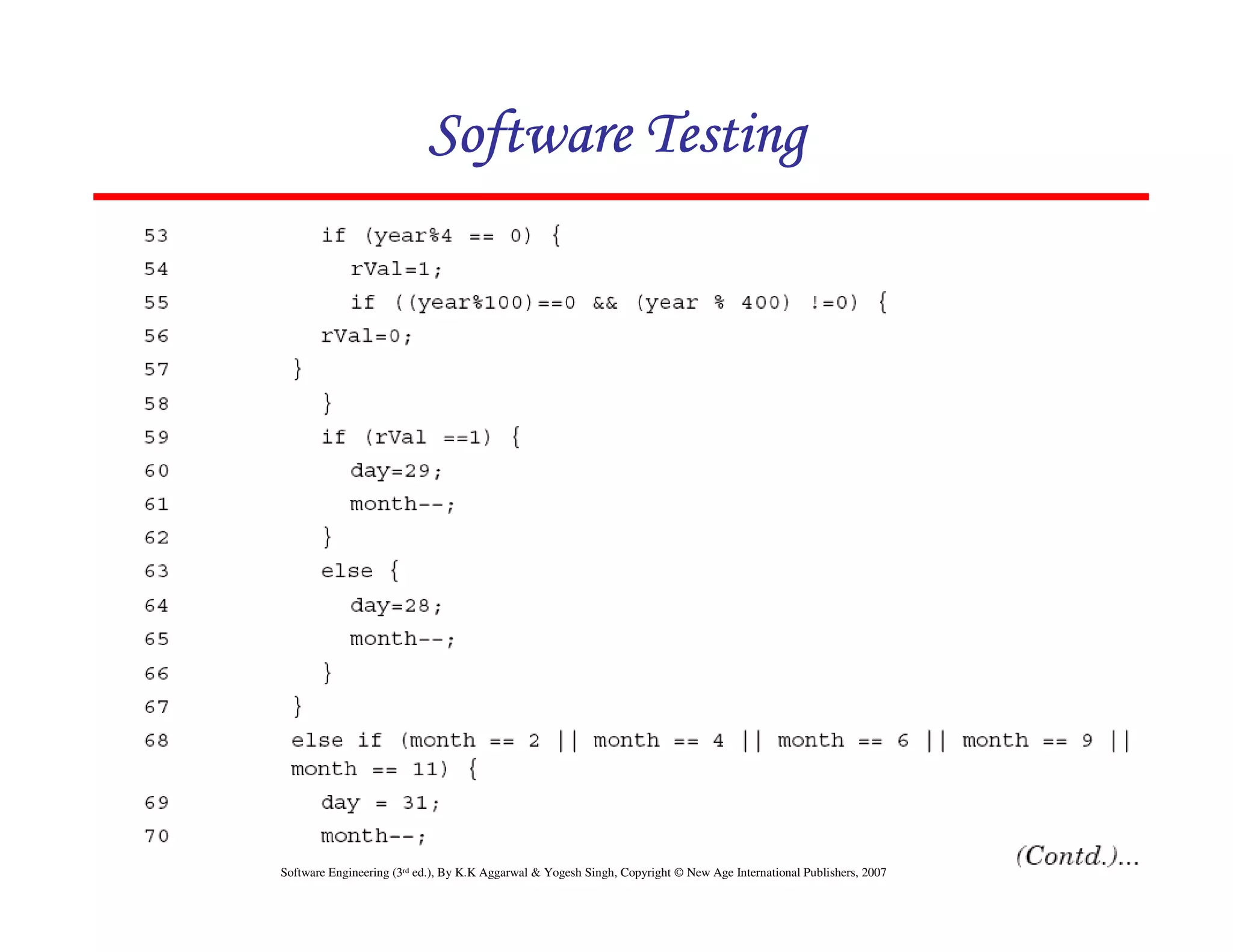 Software Testing

Software Engineering (3rd ed.), By K.K Aggarwal & Yogesh Singh, Copyright © New Age International Publishers, 2007

109

 
