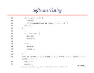 Software Testing

Software Engineering (3rd ed.), By K.K Aggarwal & Yogesh Singh, Copyright © New Age International Publishers, 2007

109

 
