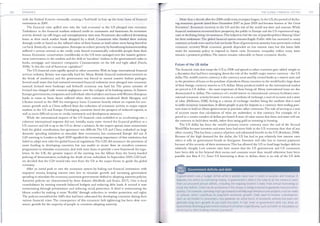 196 DYNAMICS
with the Federal Reserve eventually creating a 'bad bank' to buy up the toxic loans of financial
institutions in 2009.
The financial crisis spilled over into the 'real economy' as the US plunged into recession.
Turbulence in the financial markets reduced credit to consumers and businesses. As economic
activity slowed, lay-offs began and unemployment rates rose. Pensioners also suffered devastating
losses as their stock market funds dropped by a third. Consumers who funded their activity
through credit or based on the inflated value of their homes or land values were being forced to
cut back drastically on consumption.Attempts to reduce poverty by broadening homeownership
suffered a serious reversal as the credit crisis forced economically vulnerable people from their
homes. Economic conservatives (neoliberals) in the US were outraged over the n1assive govern-
1nent intervention in the markets and the drift to 'socialism.' evident in the government's stake in
banks, mortgage and insurance companies. C01mT1entators on the left and right asked (Faiola,
2008): 'Is this the end of American capitalism.?'
The US financial crisis rapidly spread to other countries.With its large international financial
services industry, Britain was especially hard hit. Many British financial institutions teetered on
the brink of insolvency and the governm.ent was forced to mount massive bailout packages.
Several small states that had nurtured oversized financial industries were plunged into economic
turmoil. Iceland went bankrupt and Ireland's economy was hard hit. The prime minister of
Iceland was charged with criminal negligence over the collapse of its banking system
.. In Eastern
Europe,governments,com.panies and individuals who had taken out loans withWestern European
banks in euros or Swiss francs suffered when their currencies weakened. Both Hungary and
Ukraine turned to the IMF for emergency loans. Countries heavily reliant on exports for eco­
nomic growth such as China suffered from the reduction of economic activity in major export
markets in the US and Europe. Developing countries faced the prospect of reduced exports, as
well as more difficult access to credit, investm.ent and development assistance.
While the international impacts of the US financial crisis unfolded at an accelerating rate, a
coherent international response did not. Initially, many states viewed the financial problem as a
US concern and left it up to the US to devise a solution.As the impact spread, some momentum
built for global coordination, but agreement was difficult.The US and China em.barked on large
dom.estic spending initiatives to stimulate their economies, but continental Europe did not. A
G20 meeting in London in April 2009 signalled the increasing importance of that institution, but
failed to adopt new rules for global financial regulations.The G20 did announce the provision of
more funding to developing countries, but was unable to secure from its mem.bers common
progranunes to stimulate economies, deal with toxic loans or provide a new framework for regu­
lation. In the UK, the greatest im.pact of the meeting was the fallout from the heavy-handed
policing of demonstrators, including the death of one individual. In Septem.ber 2009, G20 lead­
ers decided that the G20 would take over from the GS as the major forum to guide the global
econ01ny.
After an initial push to save the economic system. by bailing out financial institutions with
taxpayers' money, keeping interest rates low to stinmlate growth and increasing governrn.ent
spending to stimulate the economy, numerous govermnents shifted to adopting austerity policies.
Austerity policies are characterized by three features (McBride and Evans, 2017). One is fiscal
consolidation by moving towards balanced budgets and reducing debt loads. A second is state
restructuring through privatization and reducing social protection. A third is restructuring the
labour 111.arket by making it more 'flexible' through reduction in worker protection and rights.
The policies resembled the SAPs that had been advocated for developing countries during their
various financial crises. The consequence of this economic belt tightening has been slow eco­
nomic growth for the majority of people in countries adopting austerity.
THE GLOBAL FINANCIAL SYSTEM
More than a decade after the 2008 credit crisis,its impact lingers. In the US,the period of declin­
ing economic growth lasted from December 2007 to June 2009 and became known as 'the Great
Recession'. Economic recovery in the US and the rest of the world was slow and anaemic.While
financial institutions recovered their prosperity, the public in Europe and the US experienced stag­
nant or declining living circumstances.This helped to fuel the rise of populist politics blaming 'elites'
for their misfortune.The global financial system remains fragile. Public debt has increased in many
countries as funds were used to bail out banks.Years of govenm1.ent austerity have prevented a robust
economic recove1y.Weak economic growth depended on low interest rates, but this leaves little
room for monetary policy to respond to future crisis. Economic inequality within many states
remains a persistent problem.The system remains vulnerable to future economic shocks.
Future of the US dollar
The financial crisis that swept the US in 2008 and spread to other countries gave added weight to
a discussion that had been emerging about the role of the world's major reserve currency - the US
dollar.The world's reserve currency is the currency most used by central banks as a reserve asset and
in the provision of loans or the purchase of products.Many countries in the world hold a large share
of their foreign currency reserves in US dollars.Many products traded on the international market
are priced in US dollars - the most important of these being oil. Many international loans are also
denominated in dollars.The existence of a world reserve or international currency facilitates inter­
national economic activity because it serves as a medium of exchange, a unit of account and a store
of value (Helleiner, 2008). Acting as a means of exchange involves being the medium that is used
to settle economic transactions. It allows people to pay for imports in a currency their trading part­
ners want to hold or allows govenm1.ents to purchase other currencies.The role of serving as a unit
of account means that calculations of value are undertaken in that currency. For example, oil is
priced in a certain number of dollars per barrel.A store of value means that firms and states will use
the currency to hold their wealth, rather than using gold or investing in housing.
The US dollar has been the world's primary reserve currency since the end of the Second
WorldWar because investors and states have had more faith in the US economy than that of any
other country.This has been a source of power and substantial benefit to the US (Kirshner, 2008).
Because of the high demand for the dollar, the US has had to pay relatively low interest rates
when it sells its govermnent bonds to foreigners. Investors will take less in interest payments
because of the security of their investment.This has allowed the US to fund large budget deficits
relatively cheaply. Low interest rates have meant that the US govenm1.ent and US consumers
have been able to live beyond their means and consume more than wo_uld otherwise have been
possible (see Box 8. 11 ). Since US borrowing is done in dollars, there is no risk of the US debt
A government runs a budget deficit when it spends more than it raises in taxation and revenue. It
finances this deficit by borrowing money. A government's debt is the total of all the money it owes
from accumulated annual deficits, including the ongoing interest it owes from annual borrowing to
cover the deficits. Debt can be productive if the money is being invested to generate new economic
activity. For example, spending might go towards building large infrastructure projects, such as roads
or schools, which contribute to long-term economic growth. Debt used to finance consumption,
such as tax breaks to consumers, may generate an initial burst of economic activity but does not
generate long-term growth to pay back the debt. A high level of government debt can drain an
economy by diverting government revenue from other expenditures, such as health or education, to
servicing the debt (making interest payments).
197
 