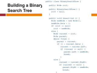 Building a Binary
Search Tree
 