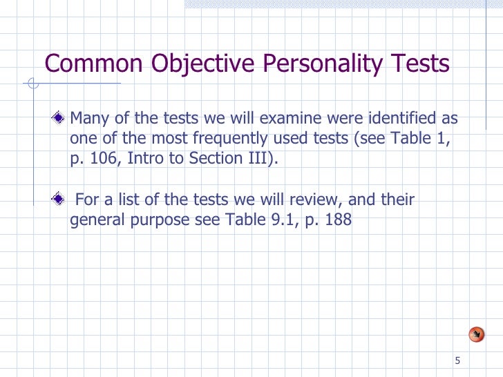 chapter 9 objective personality tests