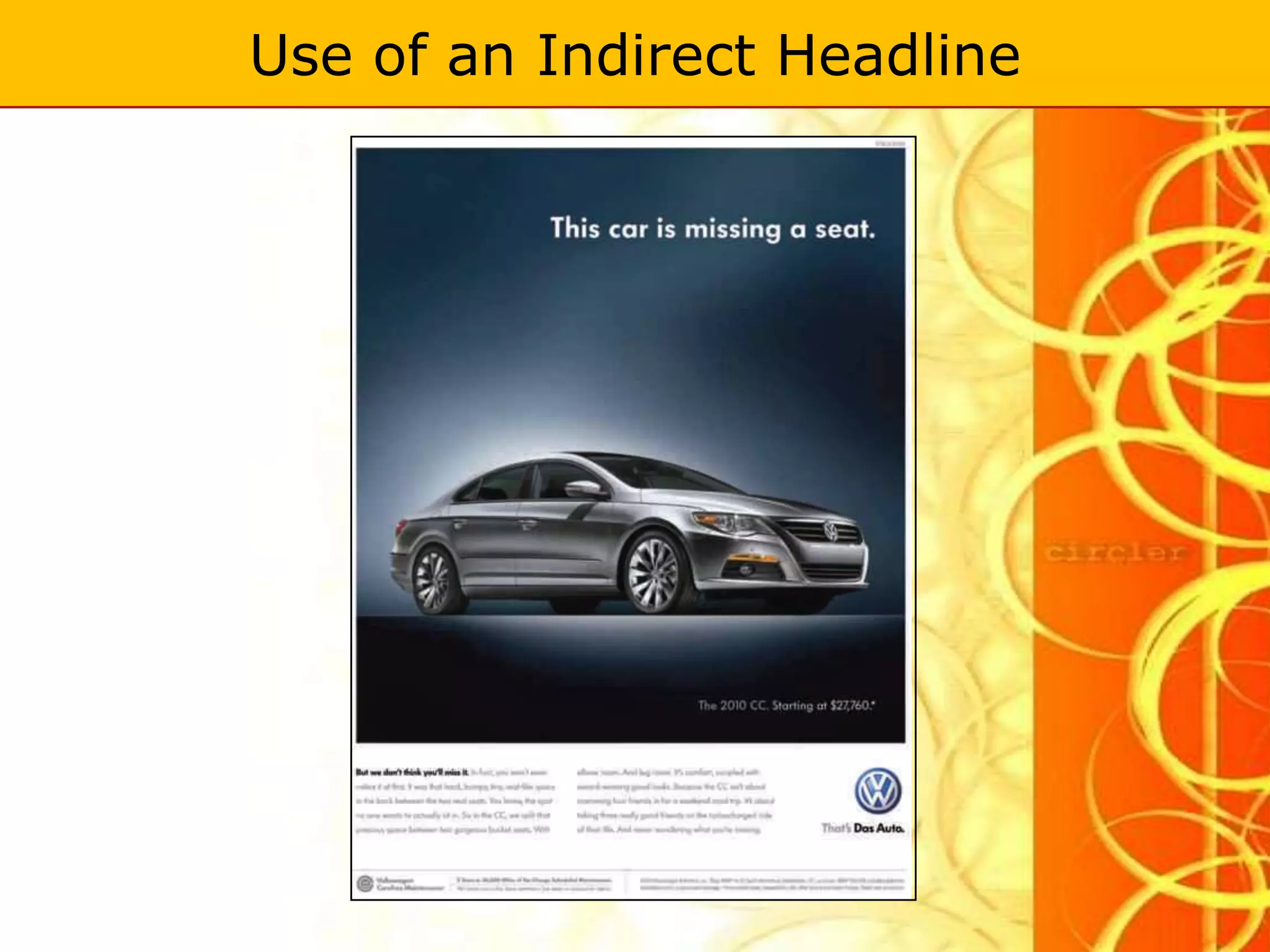 Use of an Indirect Headline
 