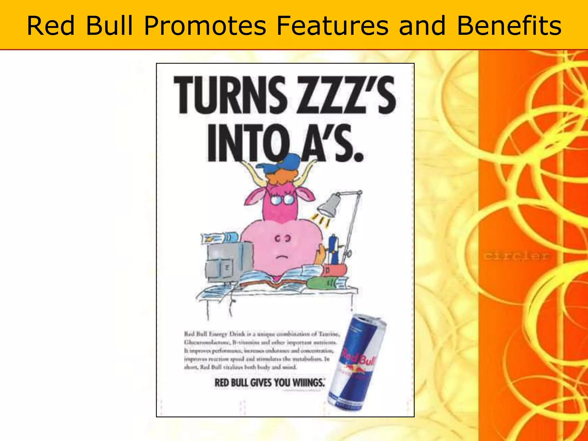Red Bull Promotes Features and Benefits
 
