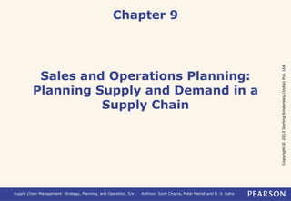 Copyright © 2013 Dorling Kindersley (India) Pvt. Ltd. 
Chapter 9 
Sales and Operations Planning: 
Planning Supply and Demand in a 
Supply Chain 
Supply Chain Management: Strategy, Planning, and Operation, 5/e Authors: Sunil Chopra, Peter Meindl and D. V. Kalra 
 