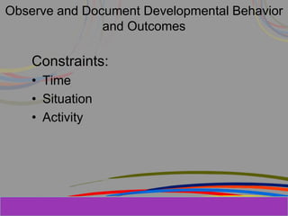 Herman Aguinis, University of Colorado at
Observe and Document Developmental Behavior
and Outcomes
Constraints:
• Time
• Situation
• Activity
Prentice Hall, Inc. © 2006
 