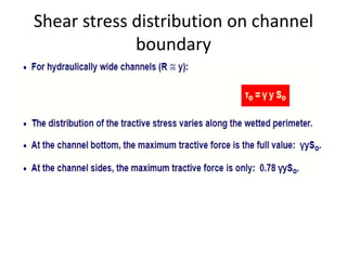 Shear stress distribution on channel
boundary
 