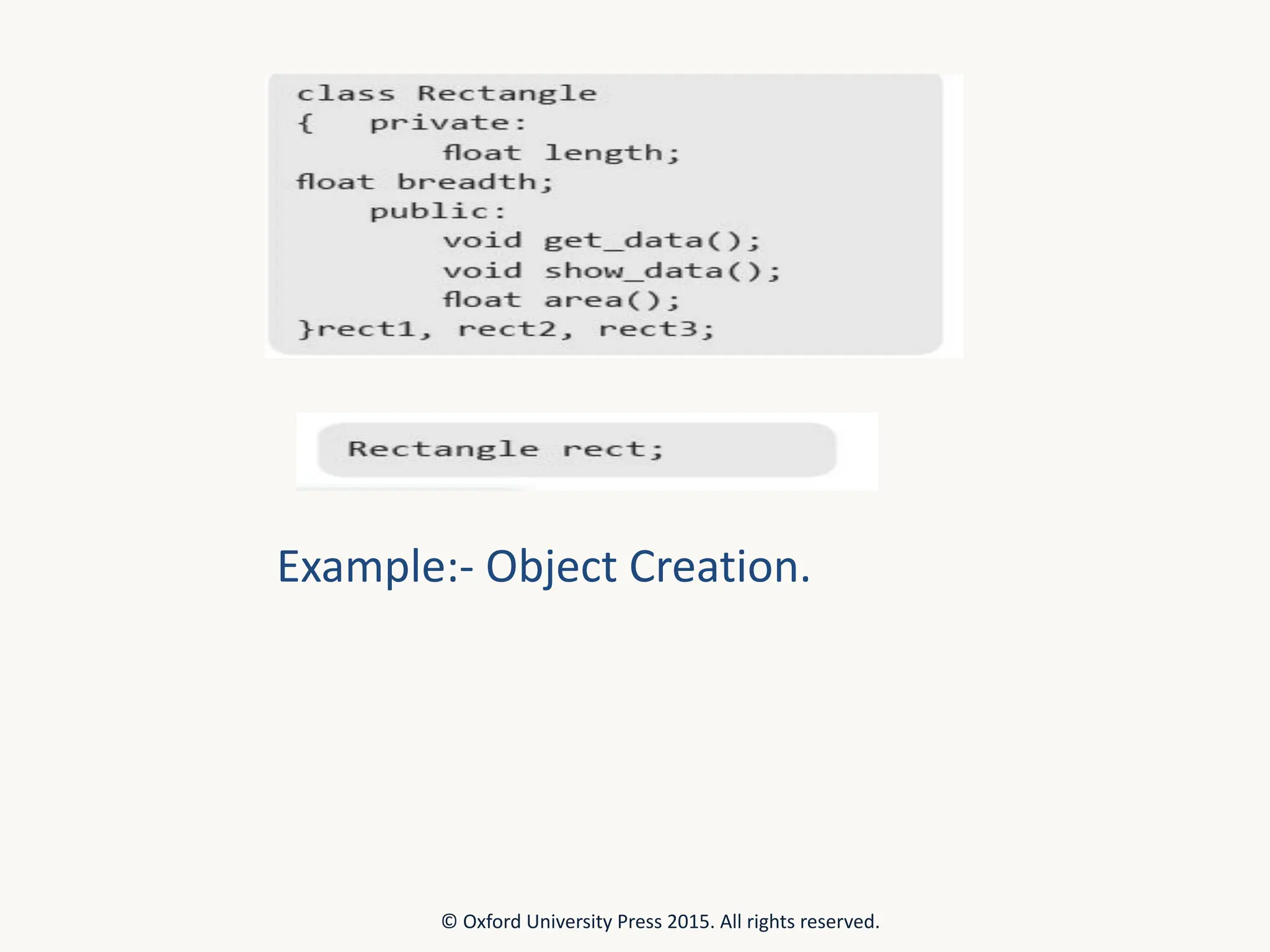 Example:- Object Creation. © Oxford University Press 2015. All rights reserved. 