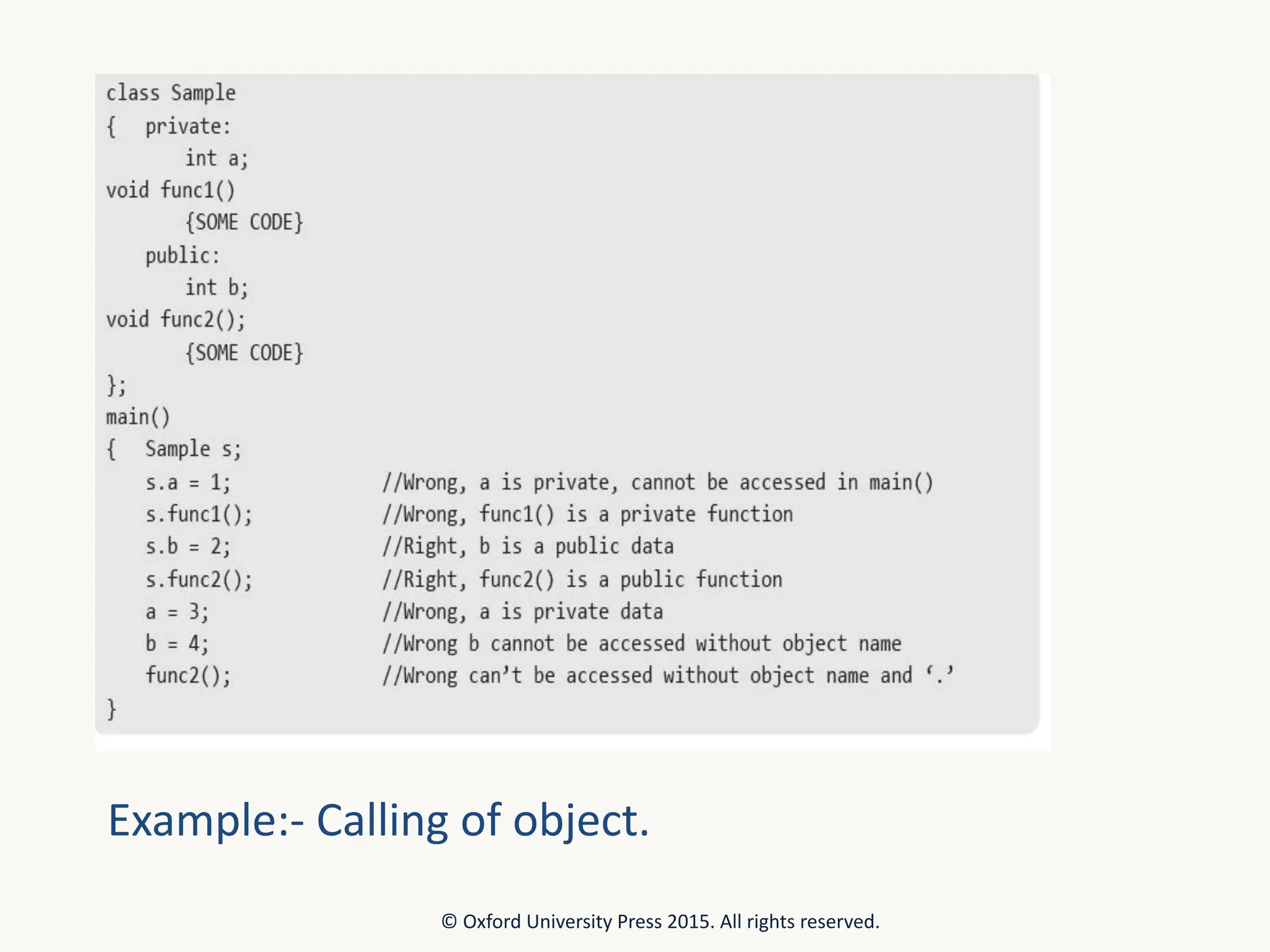 Example:- Calling of object. © Oxford University Press 2015. All rights reserved. 