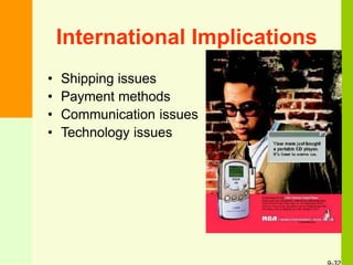 International Implications
• Shipping issues
• Payment methods
• Communication issues
• Technology issues
 