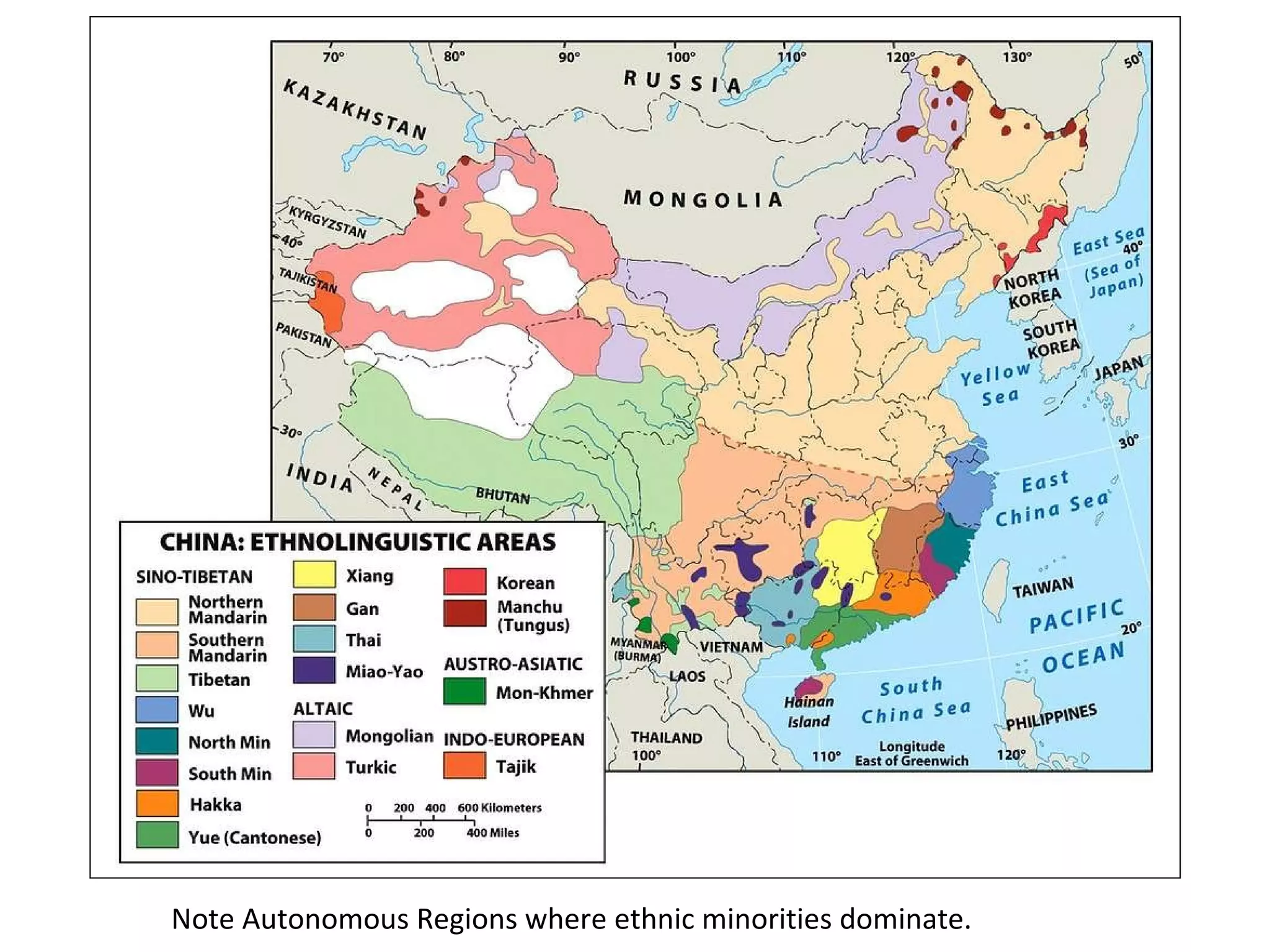 Note Autonomous Regions where ethnic minorities dominate. 