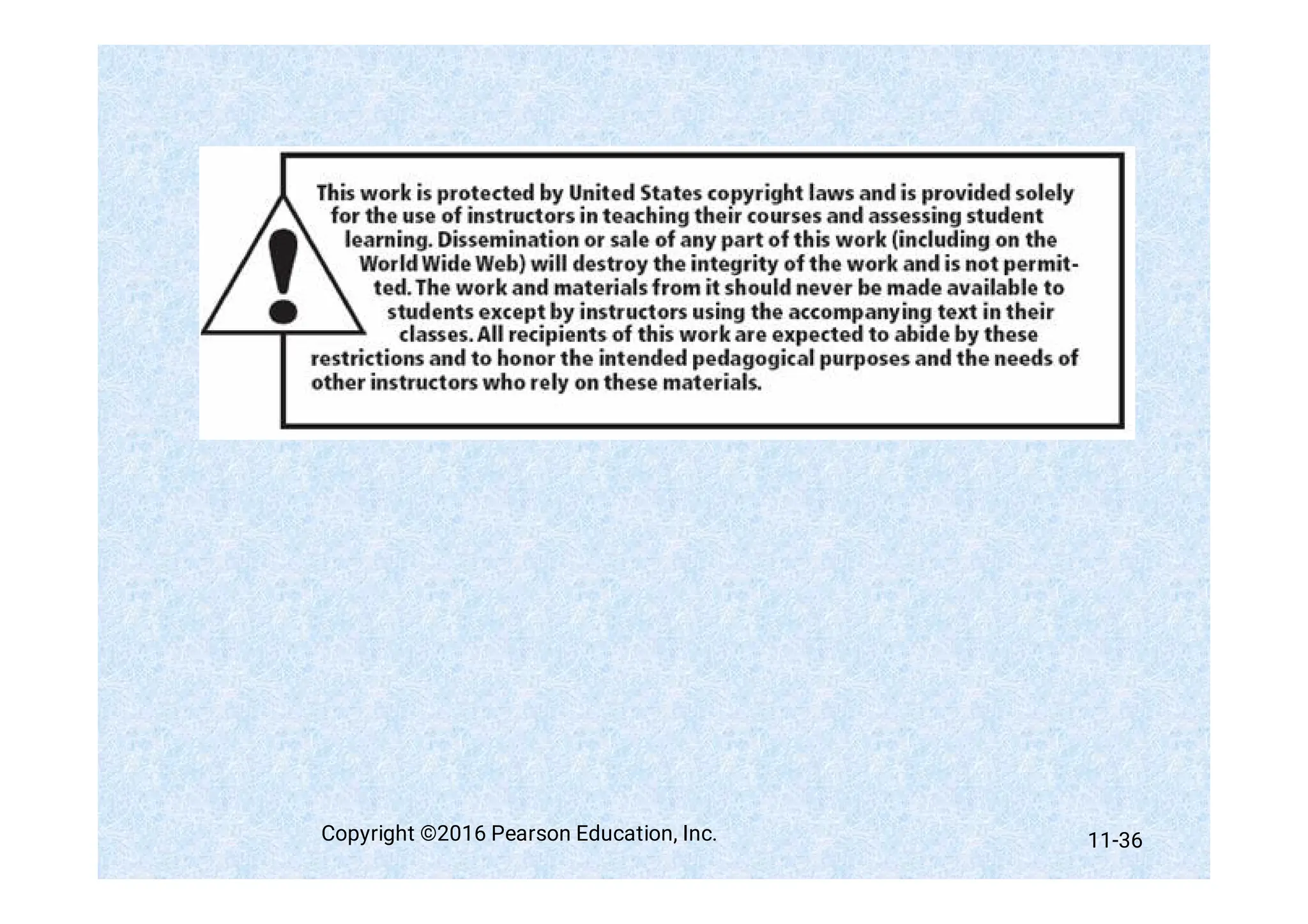 Copyright ©2016 Pearson Education, Inc. 11-36
 