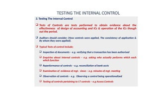 AUDIT AND ASSURANCE - INTERNAL CONTROL SYSTEMS - CHP 9 | PPTX