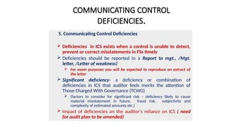 Example Audit Report Control Deficiencies AUDIT AND ASSURANCE - INTERNAL CONTROL SYSTEMS - CHP 9 | PPTX