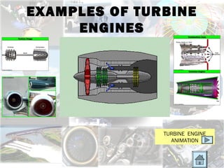 EXAMPLES OF TURBINE
     ENGINES




               TURBINE ENGINE
                 ANIMATION
 