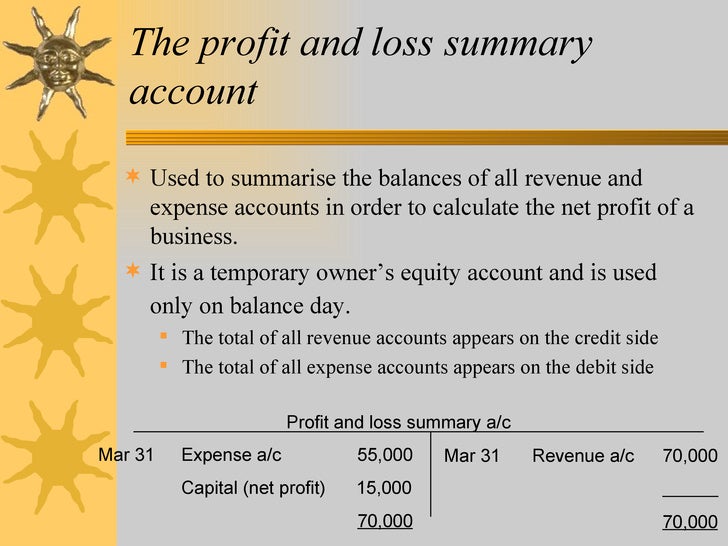 profit and loss summary