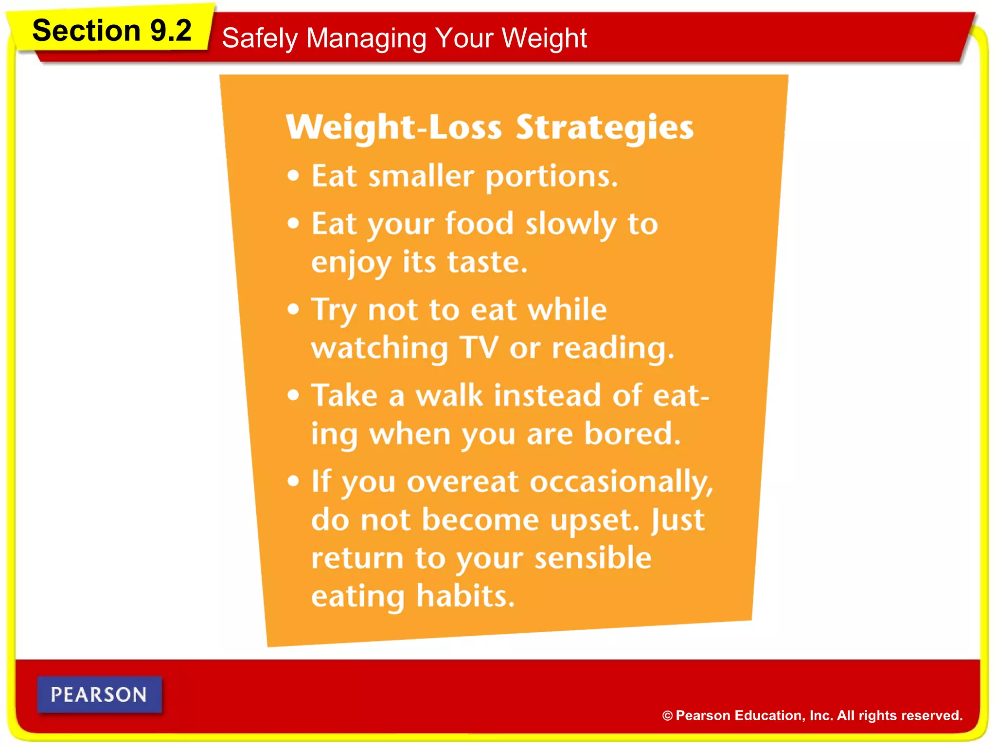 Section 9.2 Safely Managing Your Weight
 