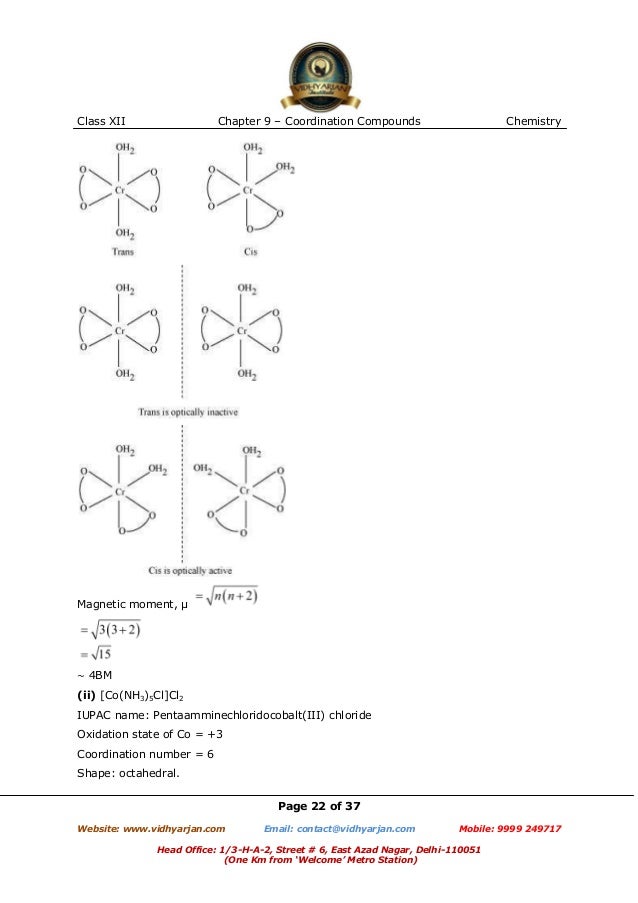 Chapter 9 Coordination Compounds Chapter 9 Coordination Compounds