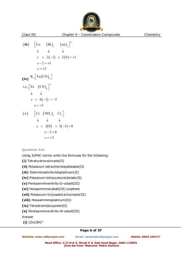 Chapter 9 Coordination Compounds