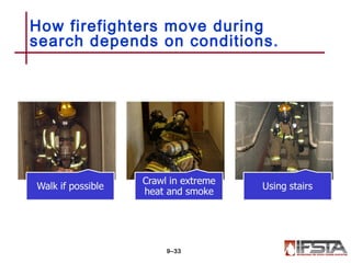 How firefighters move during
search depends on conditions.
9–33
 