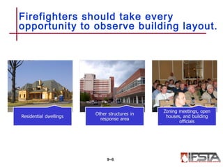 Firefighters should take every
opportunity to observe building layout.
9–6
 