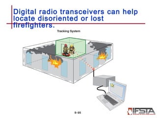 Digital radio transceivers can help
locate disoriented or lost
firefighters.
9–95
 