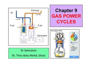 Chapter 9
GAS POWER
CYCLES
Dr Salmiaton
Dr. Tinia Idaty Mohd. Ghazi
 