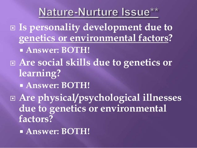 m1 nature and nurture M1 discuss the nature-nurture debate in relation to the development of an individual d1 evaluate how nature and nurture may affect the physical, intellectual. m1 nature and nurture M1 discuss the nature-nurture debate in relation to the development of an individual d1 evaluate how nature and nurture may affect the physical, intellectual.