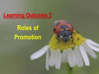 Learning Outcome 2
Roles of
Promotion
5
 
