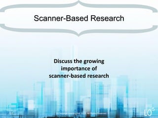Discuss the growing
importance of
scanner-based research
Scanner-Based Research
© Cengage Learning Inc. 2013. All Rights Reserved.51
5
 