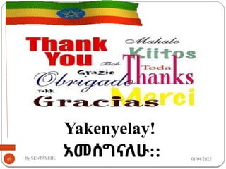 Yakenyelay!
አመሰግናለሁ:: 01/04/2025
49 By SENTAYEHU
 