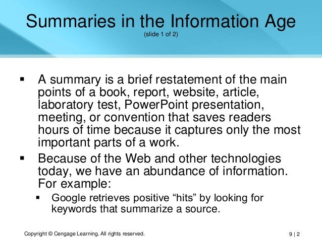 How to write an article summary power point