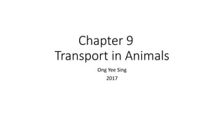 Chapter 9
Transport in Animals
Ong Yee Sing
2017
 