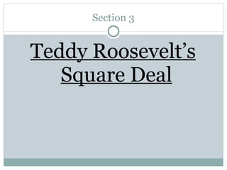 Section 3 Teddy Roosevelt’s Square Deal 