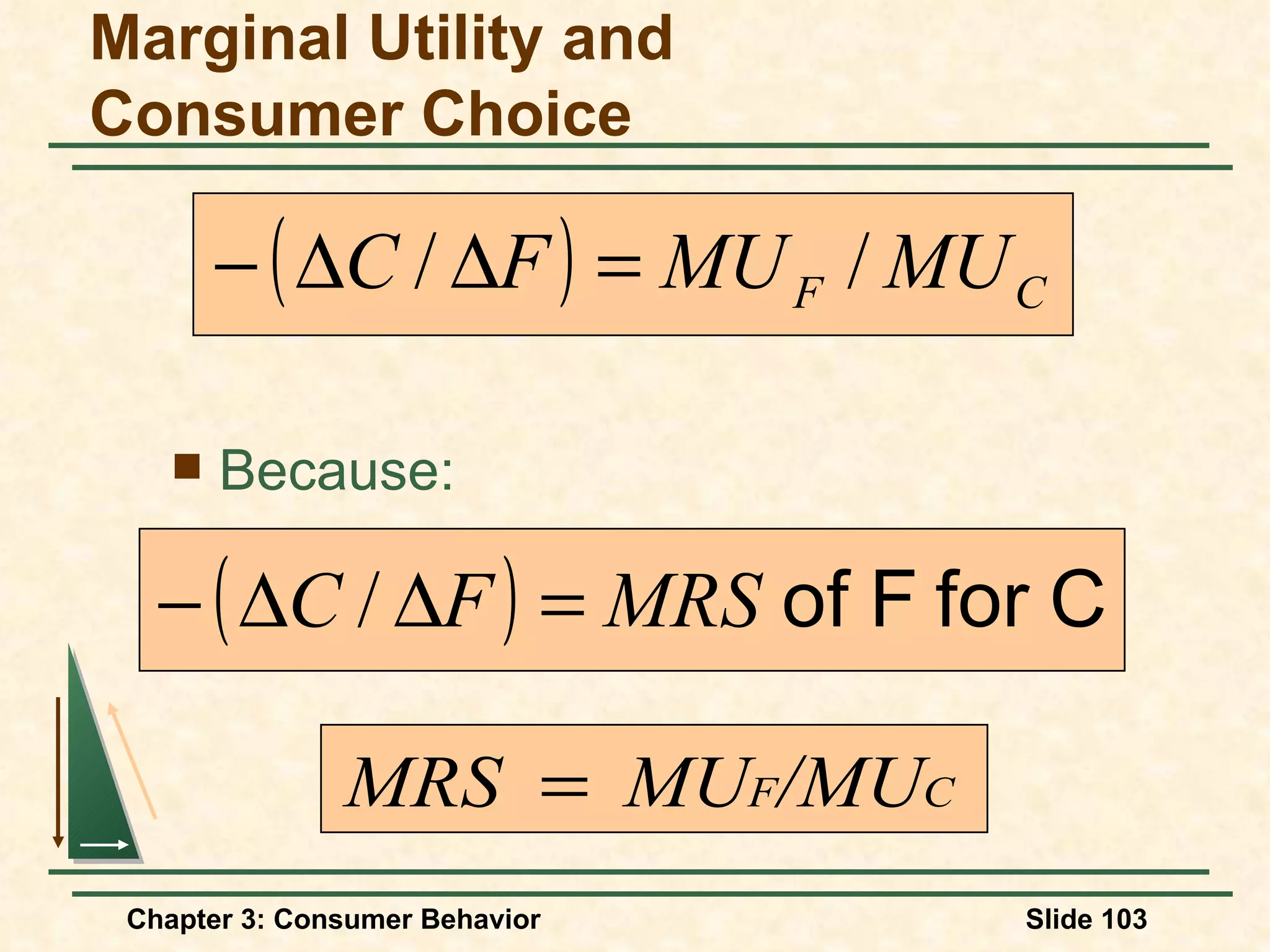 Because: Marginal Utility and Consumer Choice