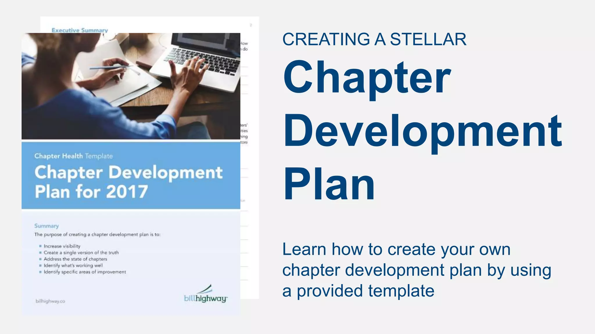 CREATING A STELLAR
Chapter
Development
Plan
Learn how to create your own
chapter development plan by using
a provided template
 