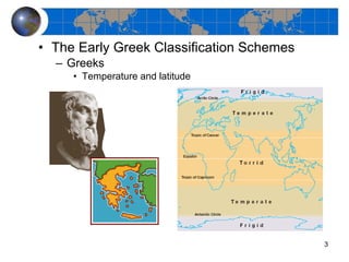 The Early Greek Classification Schemes Greeks Temperature and latitude 
